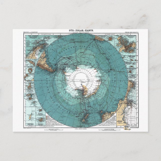 Map of the South Pole Postcard (Front)