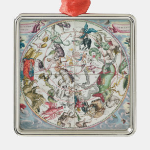 Map of the Southern Hemisphere 2 Metal Ornament