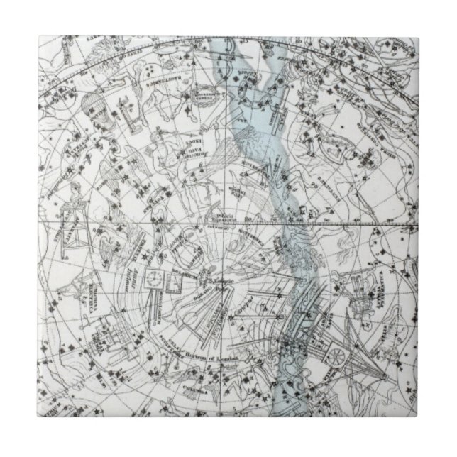 Map of The Southern Hemisphere Plate XXVIII Ceramic Tile (Front)