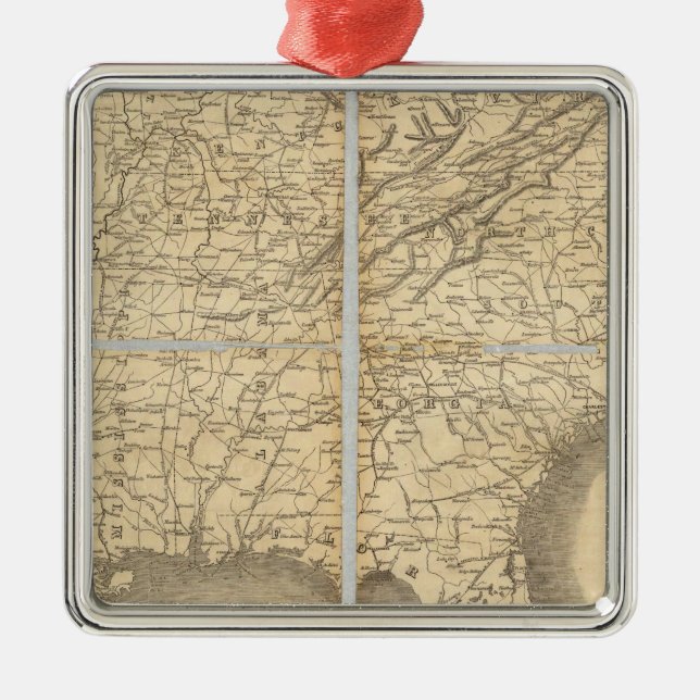 Map Of The Southern States Metal Tree Decoration (Front)
