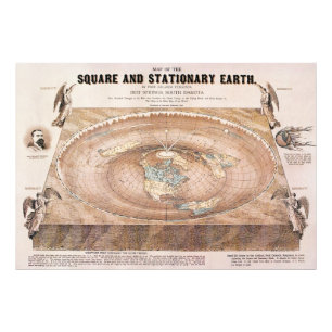 Map of the Square and Stationary Earth by Ferguson Photo Print