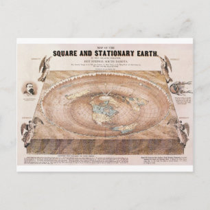Map of the Square and Stationary Earth by Ferguson Postcard