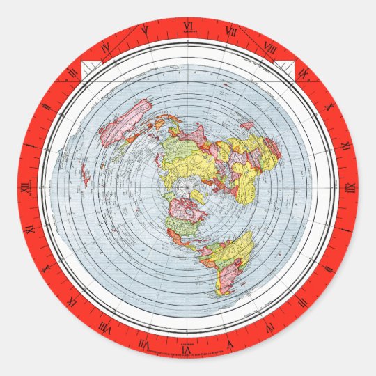 Map Of The Square And Stationary Flat Earth Classic Round Sticker 