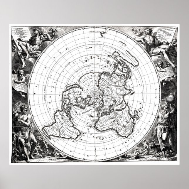 Map of the Square and Stationary Flat Earth Plane Poster (Front)