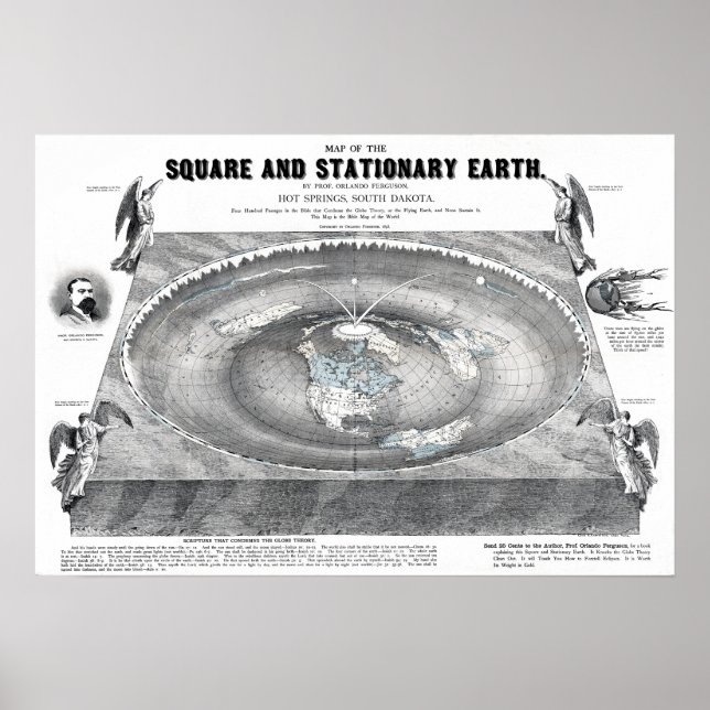 Map of the Square and Stationary Flat Earth Poster (Front)