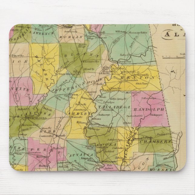 Map of the State of Alabama Mouse Pad (Front)