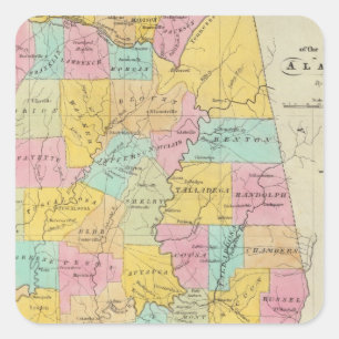 Map of the State of Alabama Square Sticker