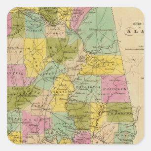 Map of the State of Alabama Square Sticker