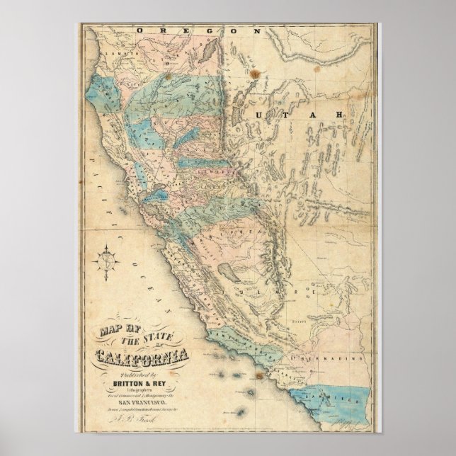 Map of the State of California Poster (Front)