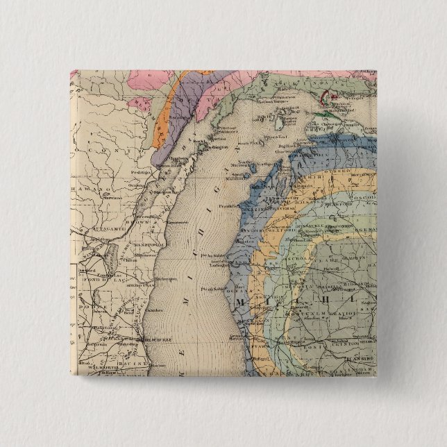 Map of the State of Michigan 15 Cm Square Badge (Front)