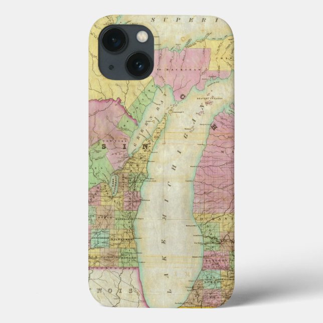 Map of the State of Michigan Case-Mate iPhone Case (Back)