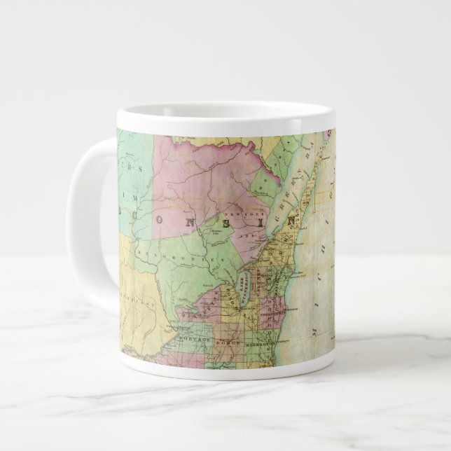 Map of the State of Michigan Large Coffee Mug (Front Left)