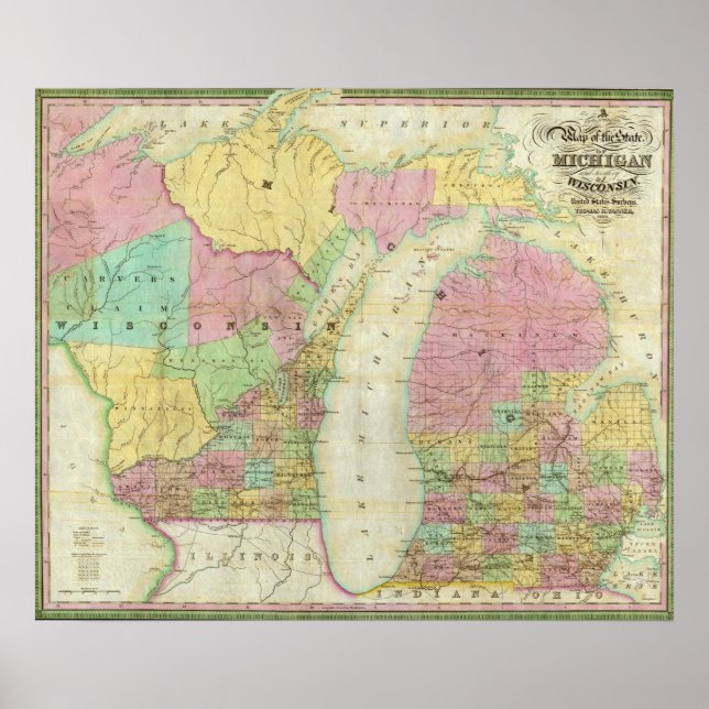 Map of the State of Michigan Poster (Front)