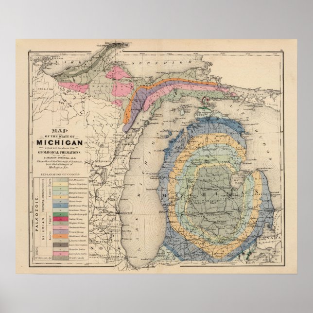 Map of the State of Michigan Poster (Front)