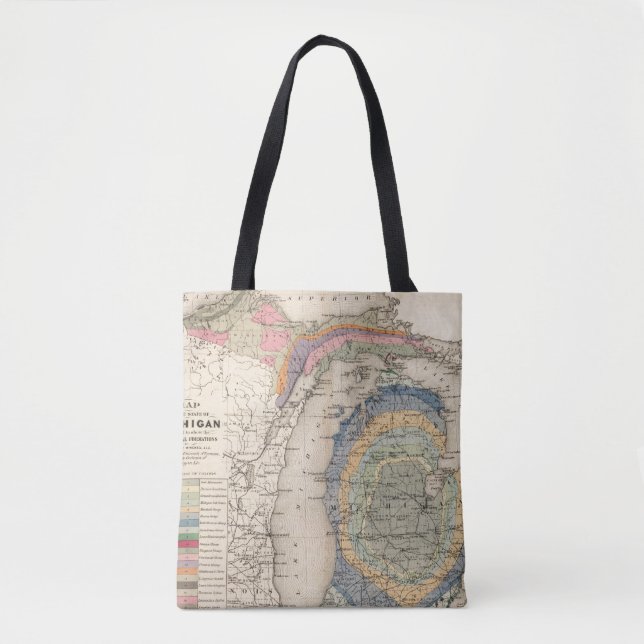 Map of the State of Michigan Tote Bag (Front)