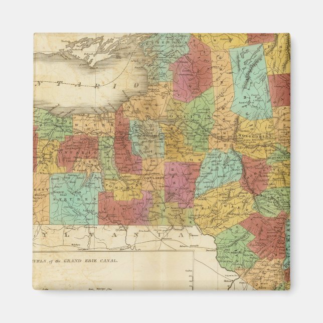 Map Of The State Of New York Magnet (Front)