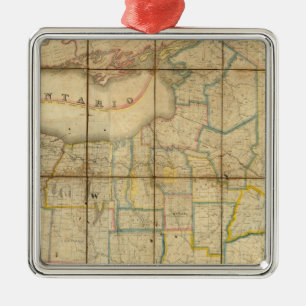 Map of the State of New York Metal Ornament