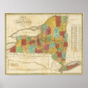 Map Of The State Of New York Poster