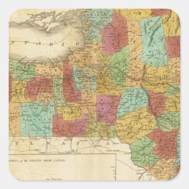 Map Of The State Of New York Square Sticker (Front)