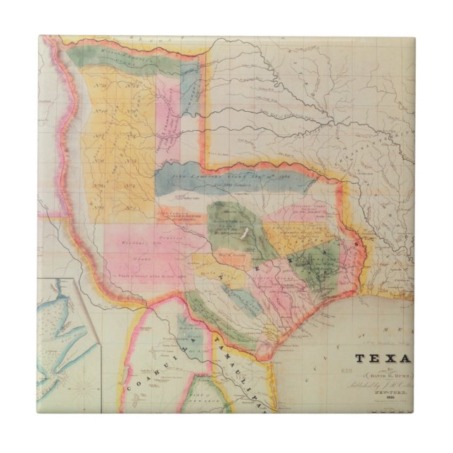 Map of the state of Texas | 1835 Ceramic Tile (Front)