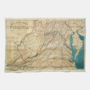 Map of the State of Virginia (1862) Tea Towel