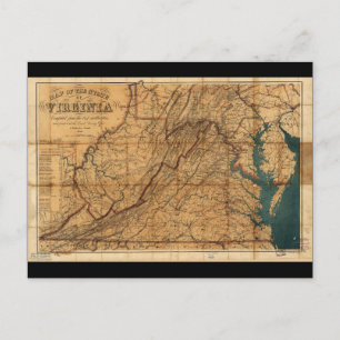 Map of the State of Virginia by Nicholson (1862) Postcard