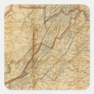 Map of the state of Virginia Square Sticker
