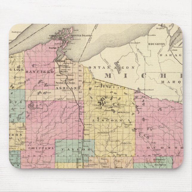 Map of the State of Wisconsin Mouse Pad (Front)