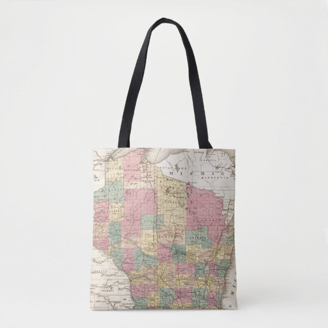 Map of the State of Wisconsin Tote Bag (Front)