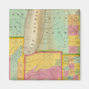 Map of the States Of Ohio Indiana & Illinois Magnet