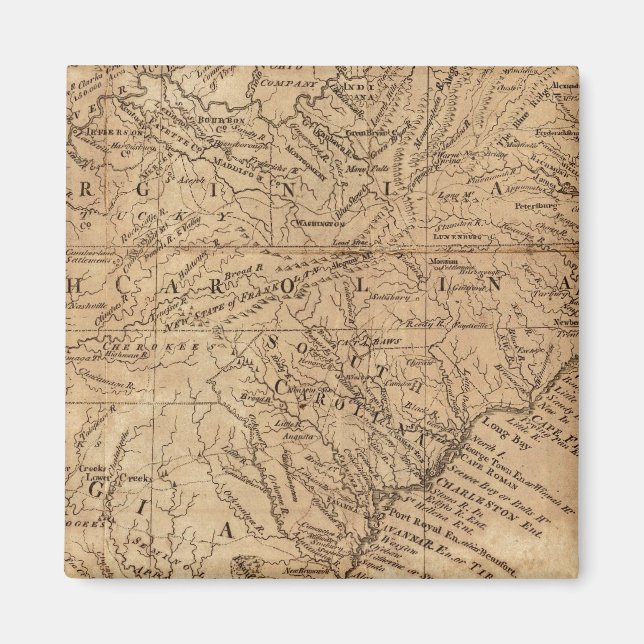 Map of the States of Virginia and North Carolina Magnet (Front)