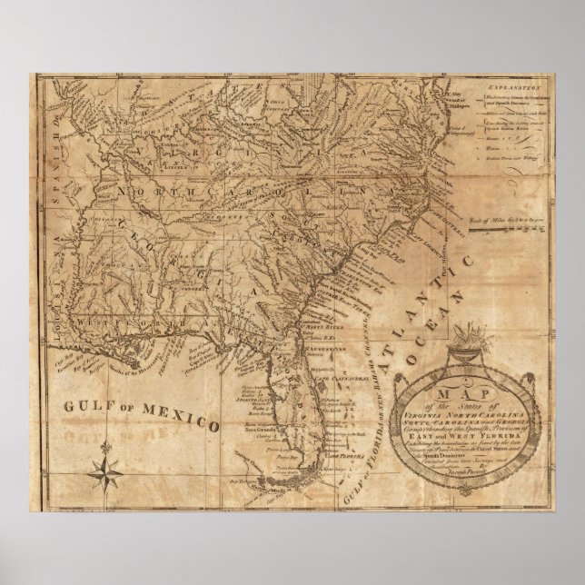 Map of the States of Virginia and North Carolina Poster (Front)