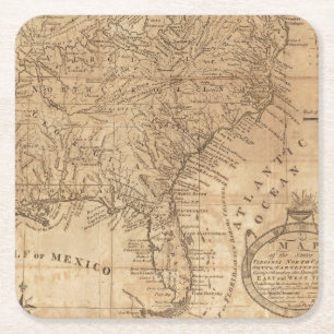 Map of the States of Virginia and North Carolina Square Paper Coaster