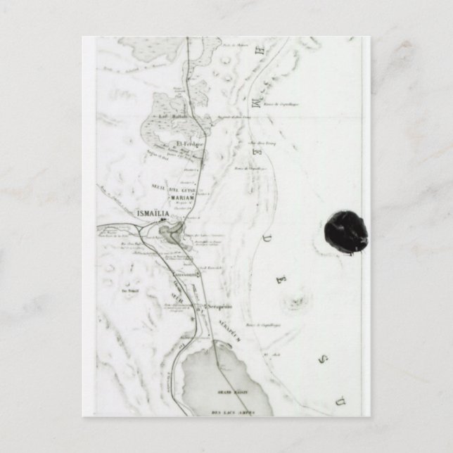Map of the Suez Canal, c.1869 Postcard (Front)