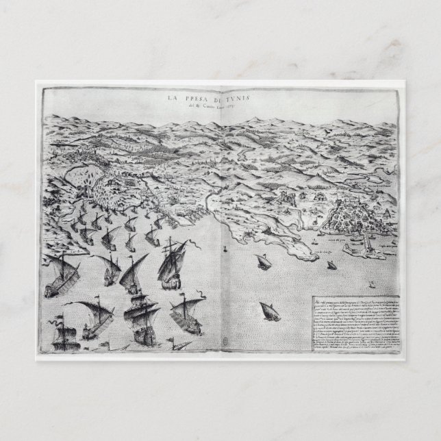 Map of the Taking of Tunis Postcard (Front)