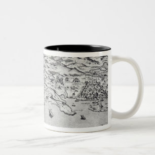 Map of the Taking of Tunis Two-Tone Coffee Mug