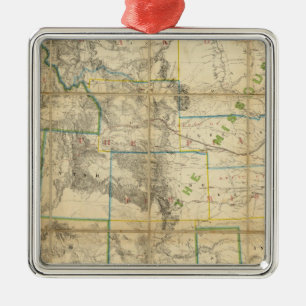 Map Of The Territory Of The United States 2 Metal Tree Decoration