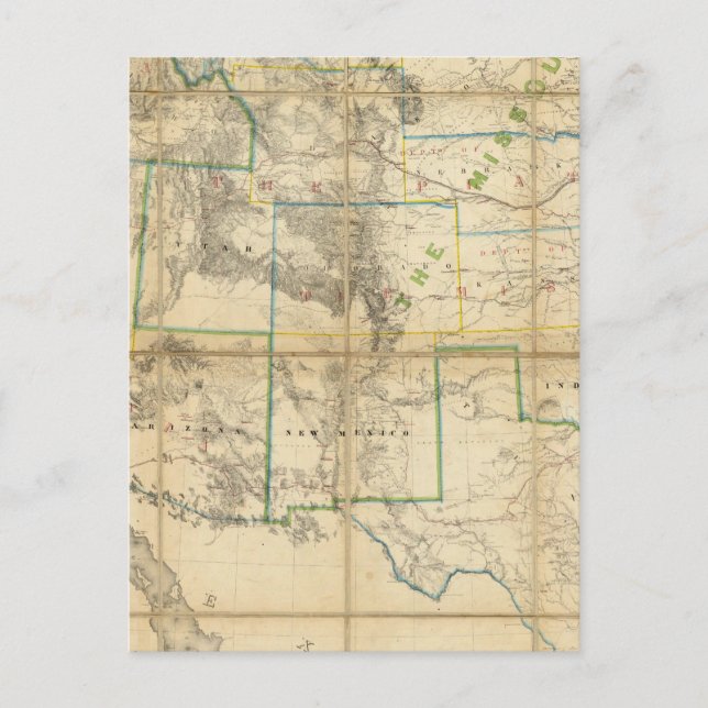 Map Of The Territory Of The United States 2 Postcard (Front)