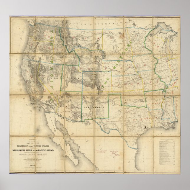Map Of The Territory Of The United States 2 Poster (Front)