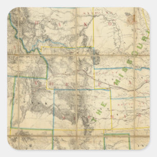 Map Of The Territory Of The United States 2 Square Sticker