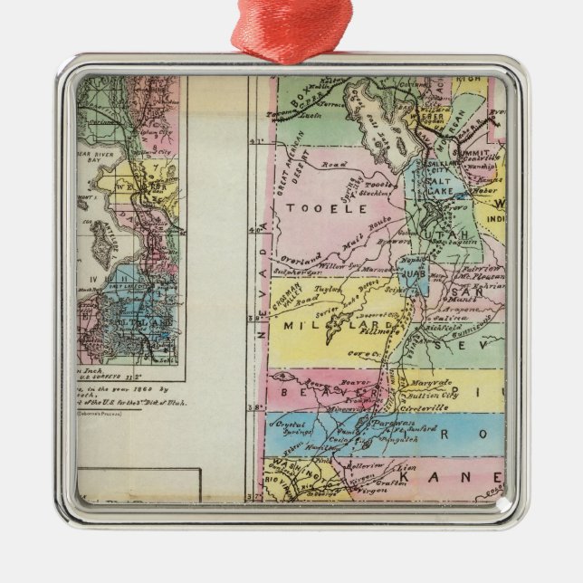 Map of the Territory of Utah Metal Tree Decoration (Front)
