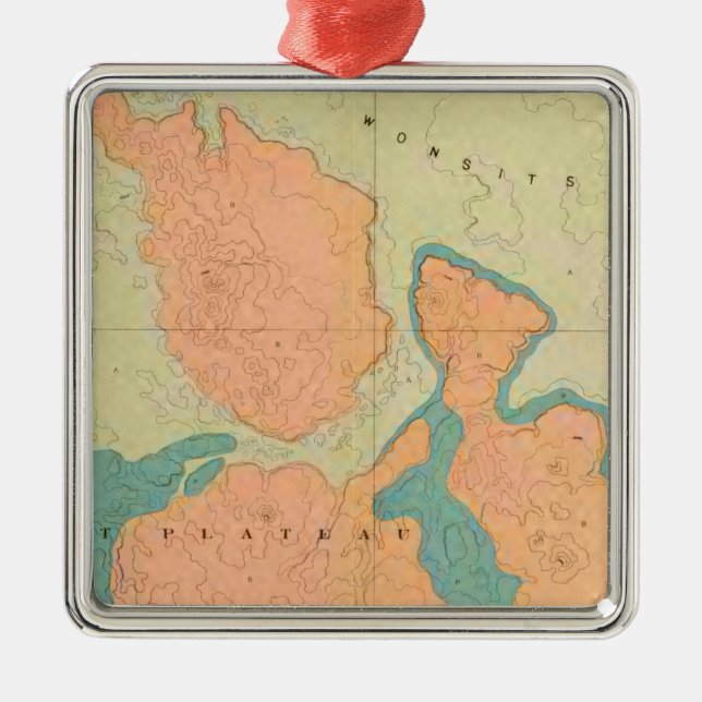 Map Of The Uinkaret Plateau Metal Tree Decoration (Front)