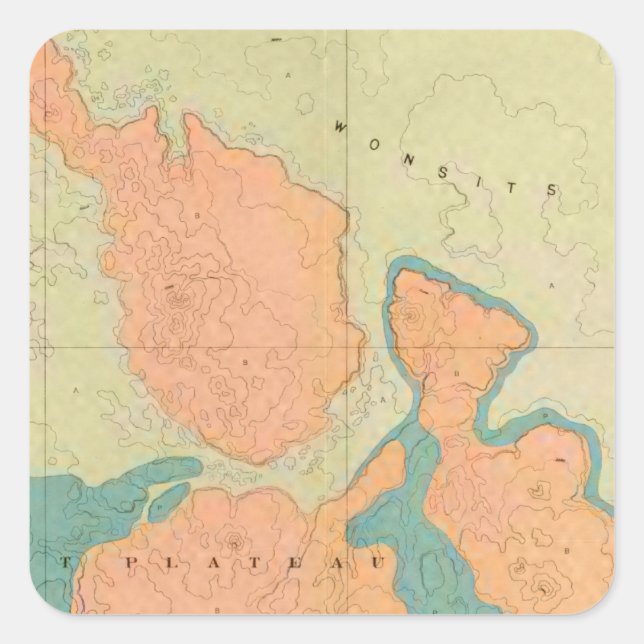 Map Of The Uinkaret Plateau Square Sticker (Front)