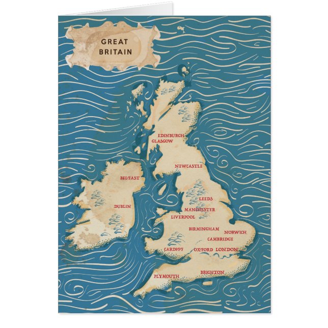 Map of the United Kingdom Vintage Poster (Front)