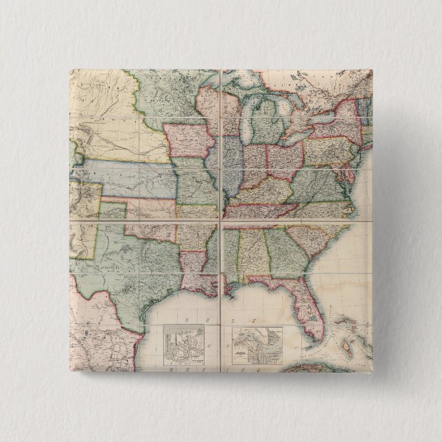 Map of The United States 3 15 Cm Square Badge (Front)