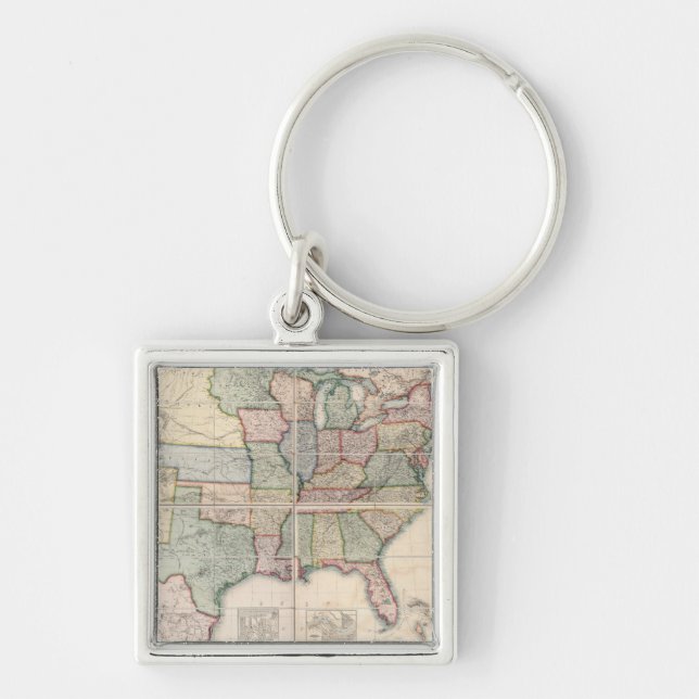 Map of The United States 3 Key Ring (Front)