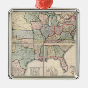 Map of The United States 3 Metal Ornament