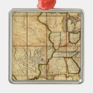 Map of the United States 3 Metal Tree Decoration