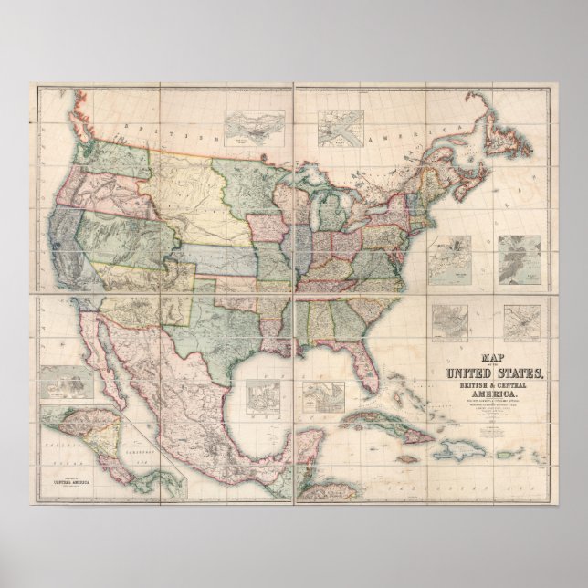 Map of The United States 3 Poster (Front)