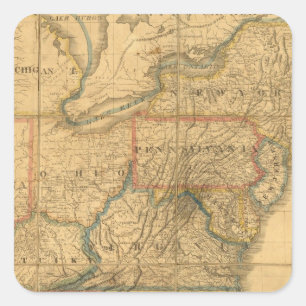 Map of the United States 4 Square Sticker